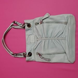 B. makowsky genuine leather shoulder bag reopard print inner zipper pockets